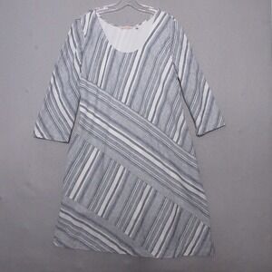 Soft Surroundings‎ Dress XLP Petite Sonya Linen Stripe Pockets Shift Coastal